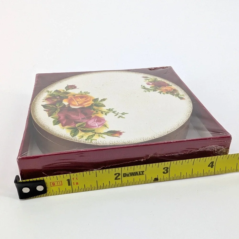 NOS Royal Albert Old Country Roses Coaster Set Vintage Floral Gold Rim NIB